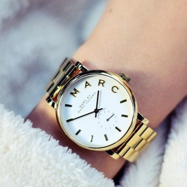 Marc Jacobs Baker White Dial Gold Steel Strap Watch for Women - MBM3243 Buy Now By Marc Jacobs