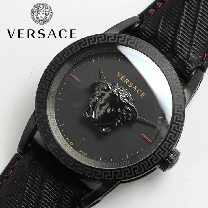 Versace Palazzo Empire Black Dial Black Leather Strap Watch for Men - VERD00218 Buy Now By Versace