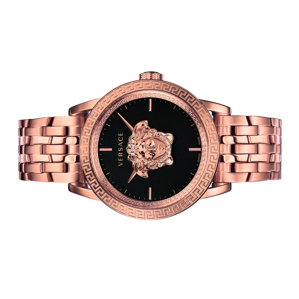 Versace Palazzo Empire Black Dial Rose Gold Steel Strap Watch for Men - VERD00718 Buy Now By Versace