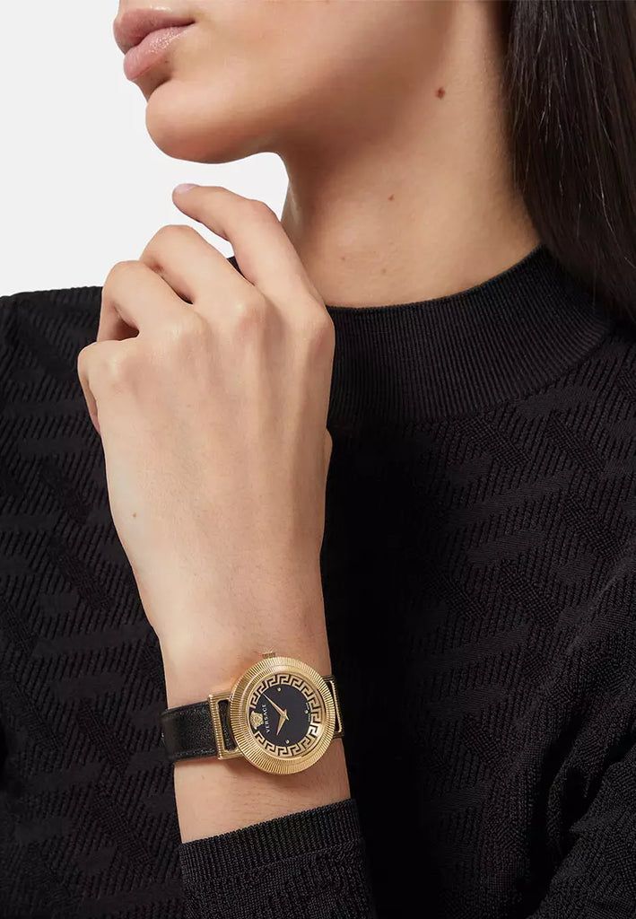 Swarovski Crystalline Pure Black Dial Black Leather Strap Watch for Women - 5275043 Buy Now By Swarovski