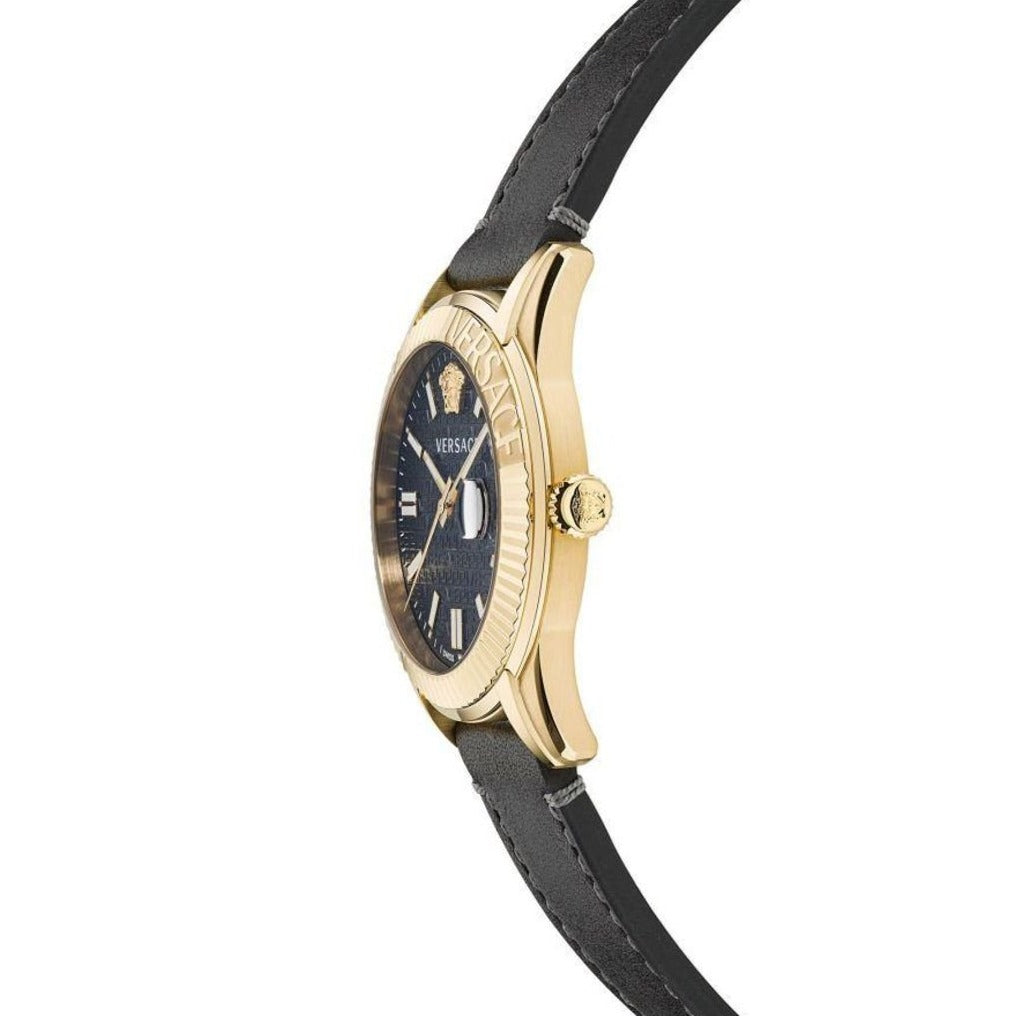 Versace Greca Time Quartz Black Dial Brown Leather Strap Watch For Men - VE3K00222 Buy Now By Versace