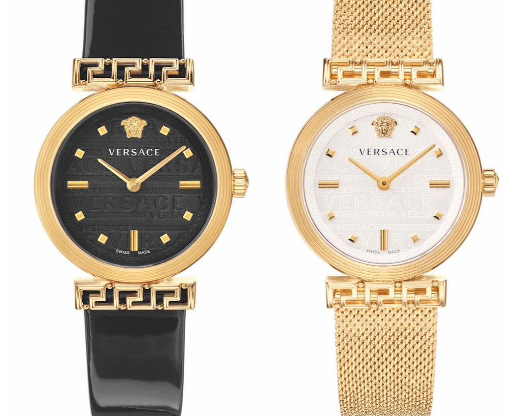 Versace Greca Meander Black Dial Black Leather Strap Watch for Women - VELW00420 Buy Now By Versace