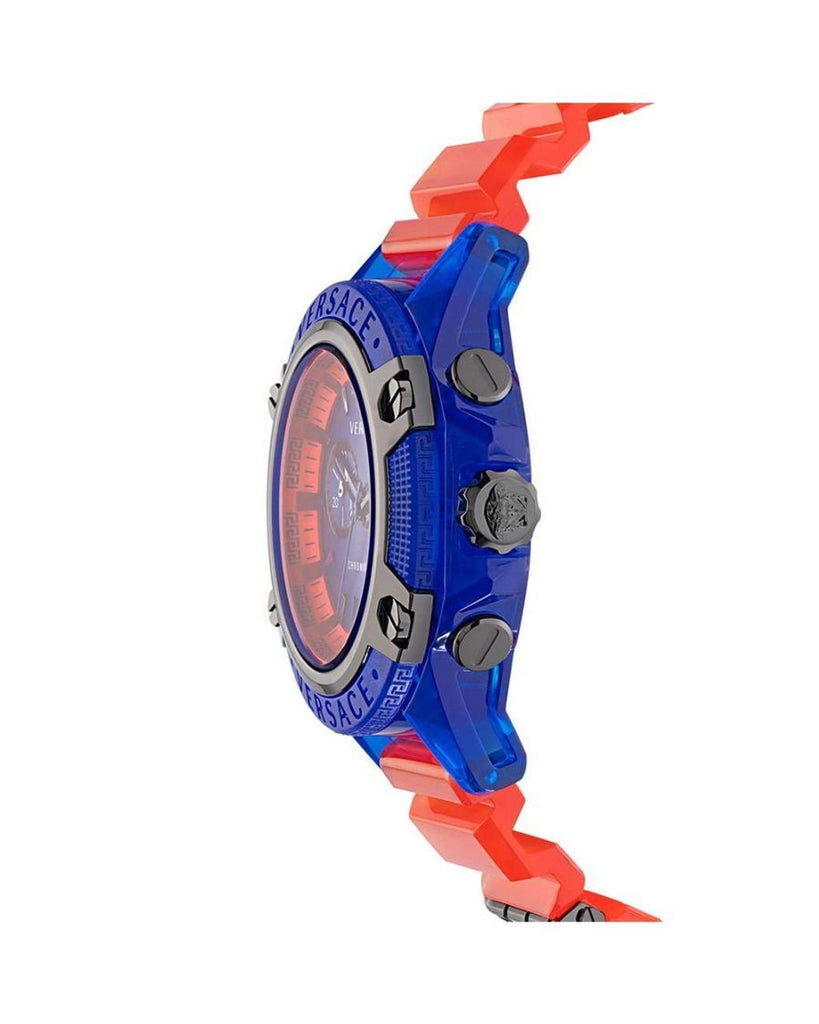 Versace Icon Active Chronograph Quartz Blue Dial Orange Rubber Strap Watch For Men - VEZ700922 Buy Now By Versace
