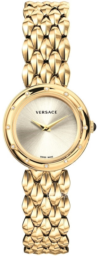 Versace V-Flare Quartz Silver Dial Gold Steel Strap Watch for Women - VEBN00818 Buy Now By Versace