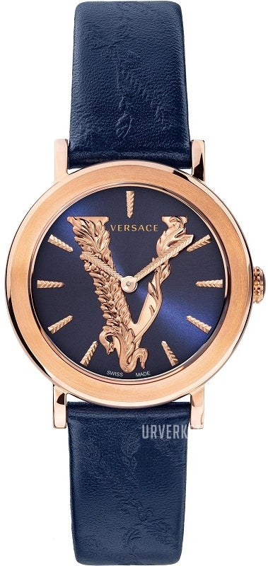 Versace Virtus Quartz Blue Dial Blue Leather Strap Watch for Women - VEHC00419 Buy Now By Versace