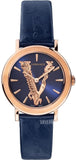 Versace Virtus Quartz Blue Dial Blue Leather Strap Watch for Women - VEHC00419 Buy Now By Versace