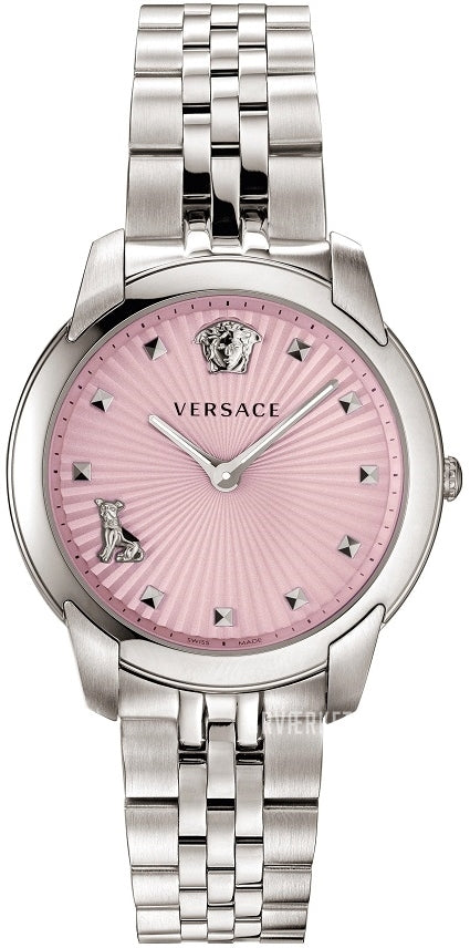 Versace Audrey Quartz Pink Dial Silver Steel Strap Watch for Women - VELR00419 Buy Now By Versace
