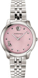 Versace Audrey Quartz Pink Dial Silver Steel Strap Watch for Women - VELR00419 Buy Now By Versace
