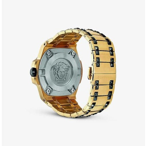 Versace Chain Reaction Quartz Black Dial Two Tone Steel Strap Watch for Men - VEDY00619 Buy Now By Versace