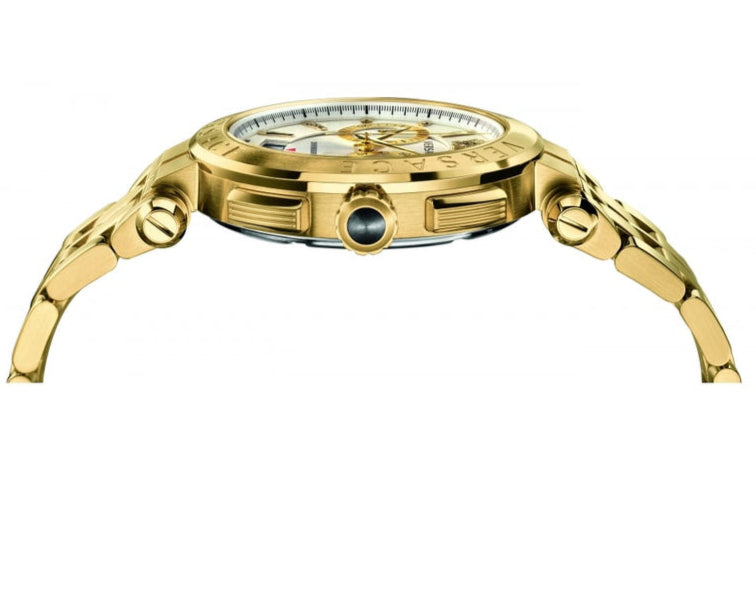 Versace V Racer Chronograph White Dial Gold Steel Strap Watch for Men - VBR060017 Buy Now By Versace