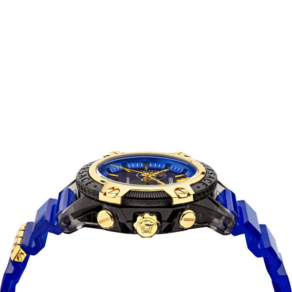 Versace Icon Active Chronograph Black Dial Blue Rubber Strap Watch For Men VEZ700521 Buy Now By Versace