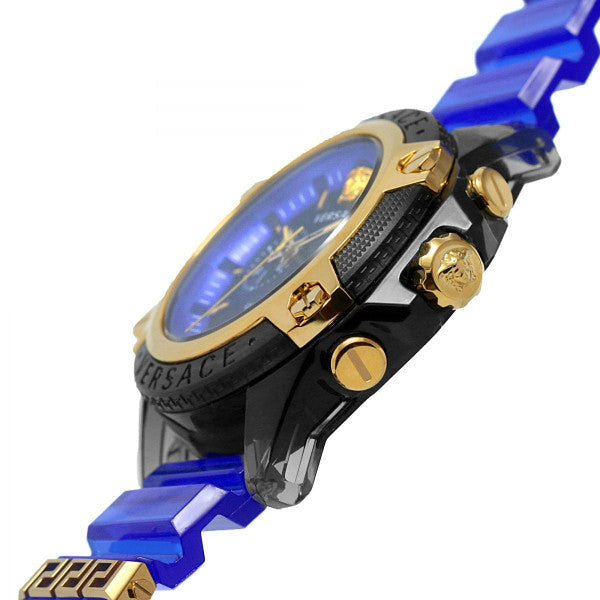Versace Icon Active Chronograph Black Dial Blue Rubber Strap Watch For Men VEZ700521 Buy Now By Versace