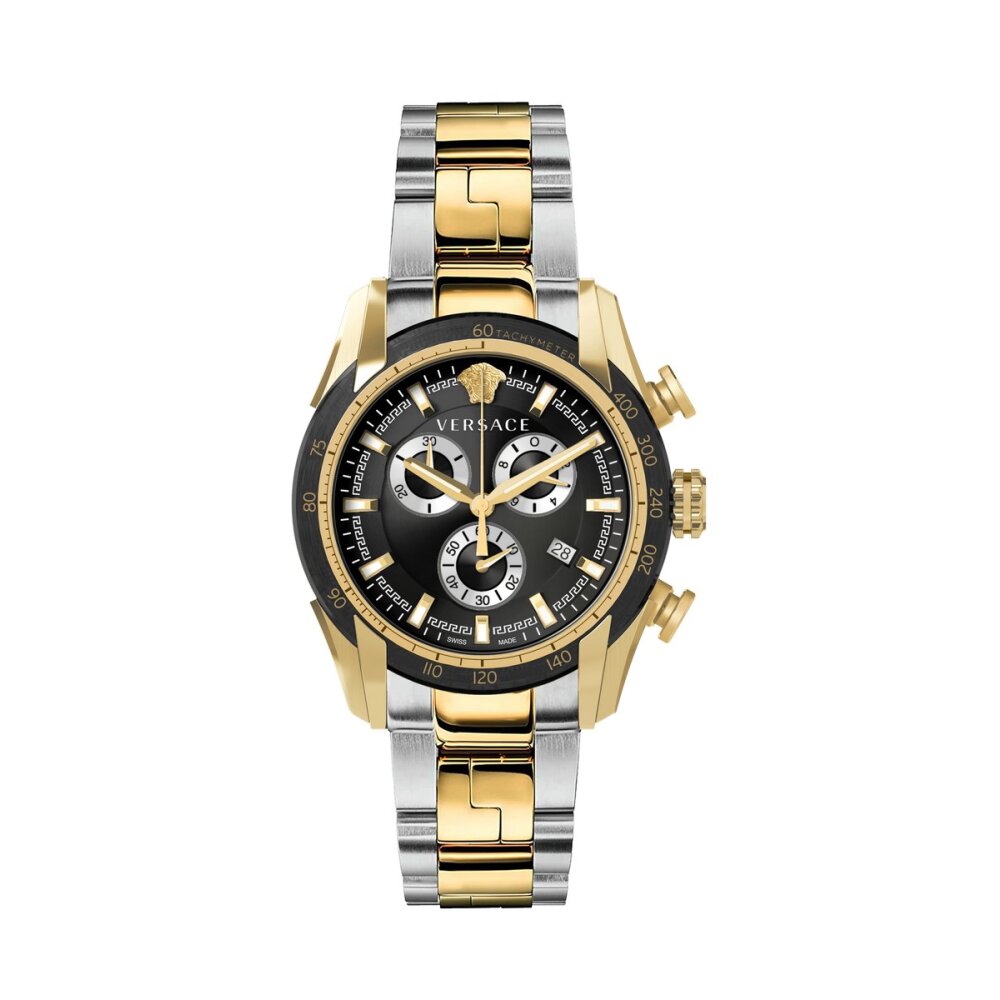 Versace V-Ray Chronograph Black Dial Two Tone Steel Strap Watch For Men - VE2I00421 Buy Now By Versace