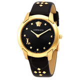 Versace Audrey Quartz Black Dial Black Leather Strap Watch for Women - VELR00319 Buy Now By Versace
