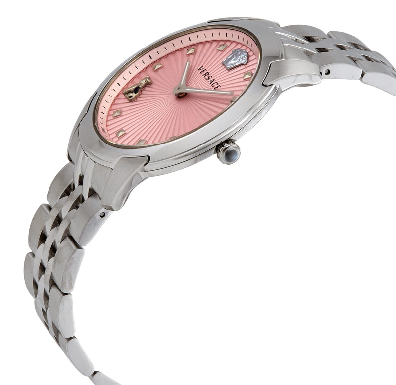 Versace Audrey Quartz Pink Dial Silver Steel Strap Watch for Women - VELR00419 Buy Now By Versace