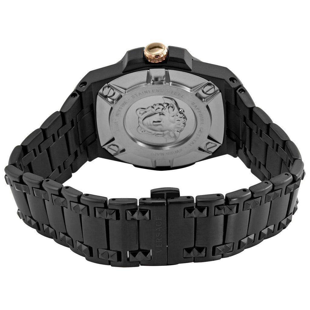 Versace Chain Reaction Quartz Black Dial Black Steel Strap Watch for Men - VEDY00719 Buy Now By Versace