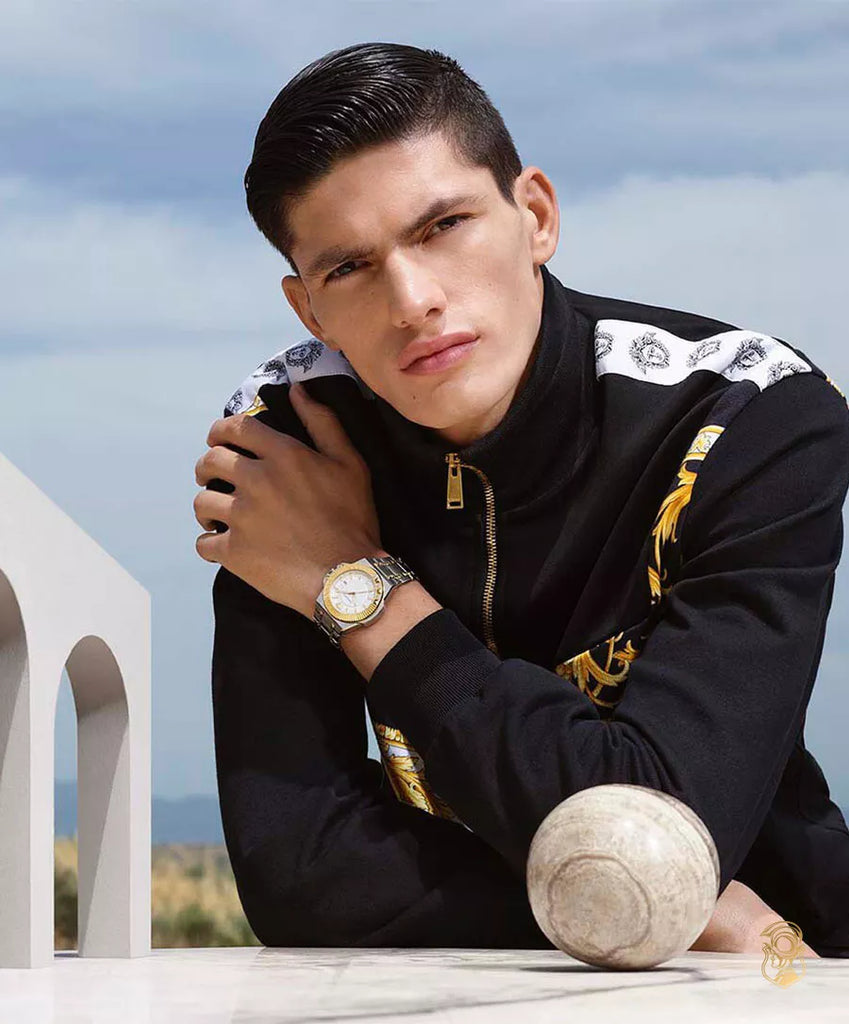 Versace Chain Reaction Quartz White Dial Two Tone Steel Strap Watch for Men - VEDY00519 Buy Now By Versace