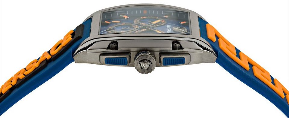 Versace Iconic Dominus Chronograph Blue Dial Blue Rubber Strap Watch For Men - VE6H00323 Buy Now By Versace