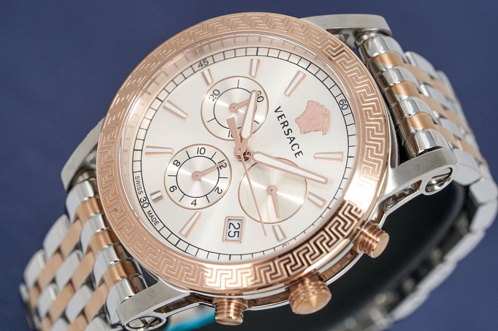 Versace Sport Tech Chronograph While Dial Two Tone Steel Strap Watch for Men - VELT00319 Buy Now By Versace