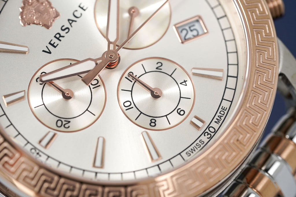 Versace Sport Tech Chronograph While Dial Two Tone Steel Strap Watch for Men - VELT00319 Buy Now By Versace