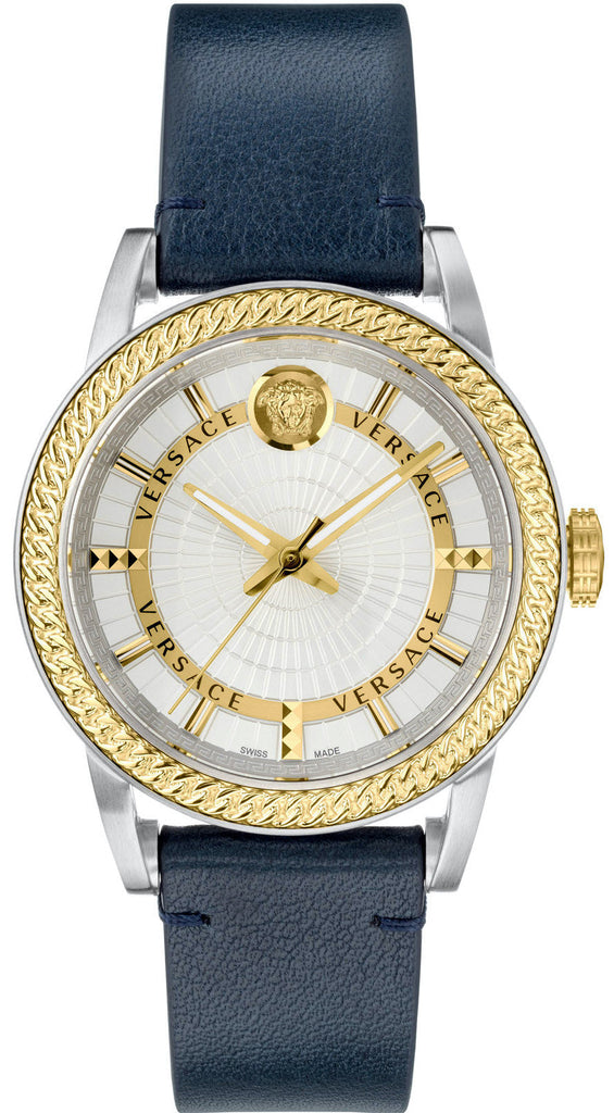 Versace Viamond Quartz White Dial Blue Leather Strap Watch For Men - VEPO00120 Buy Now By Versace