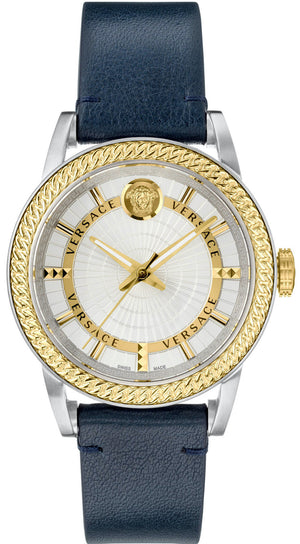 Versace Viamond Quartz White Dial Blue Leather Strap Watch For Men - VEPO00120 Buy Now By Versace