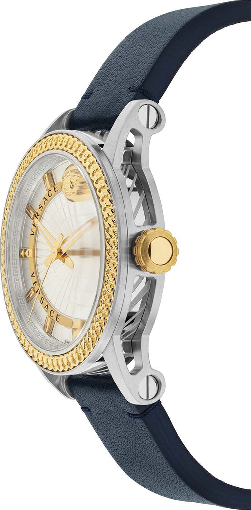 Versace Viamond Quartz White Dial Blue Leather Strap Watch For Men - VEPO00120 Buy Now By Versace