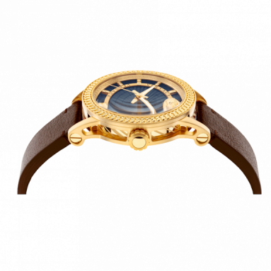 Versace Code Quartz Blue Dial Brown Leather Strap Watch For Men - VEPO00220 Buy Now By Versace