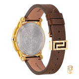 Versace Code Quartz Blue Dial Brown Leather Strap Watch For Men - VEPO00220 Buy Now By Versace