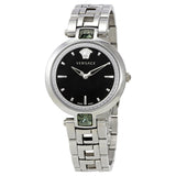 Versace Crystal Gleam Guilloche Black Dial Silver Steel Strap Watch for Women - VAN030016 Buy Now By Versace