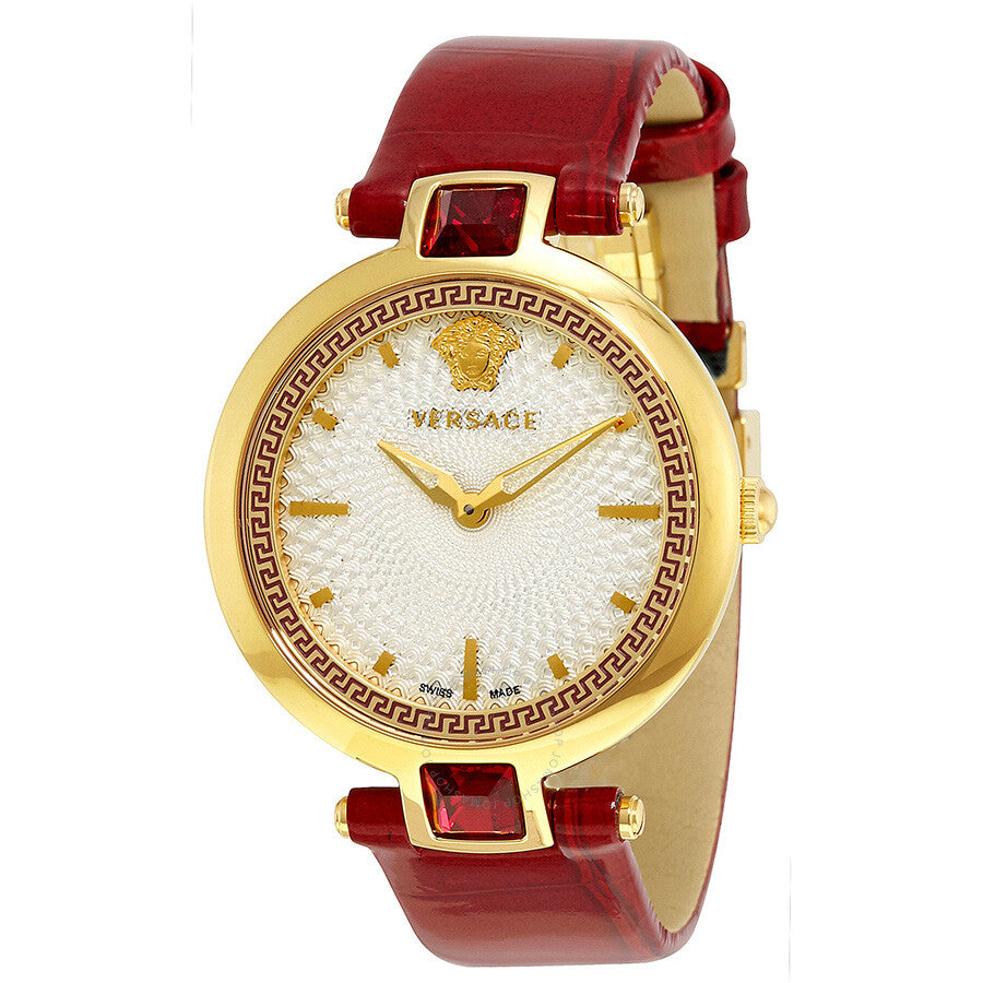 Versace Crystal Gleam White Dial Red Leather Strap Watch For Women - VAN040016 Buy Now By Versace