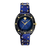 Versace Shadov Quartz Black Dial Blue Leather Strap Watch for Men - VEBM00418 Buy Now By Versace