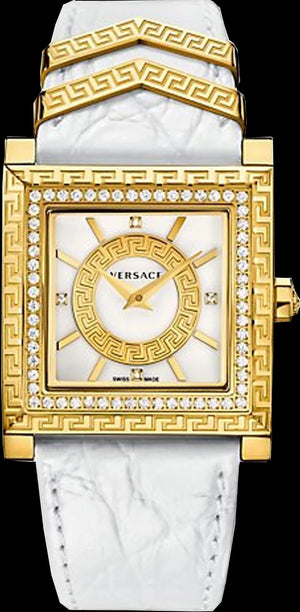Versace DV25 Diamonds White Dial White Leather Strap Watch For Women - VQF060015 Buy Now By Versace