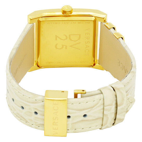 Versace DV-25 Gold Dial Off White Leather Strap Watch for Women - VQF030015 Buy Now By Versace