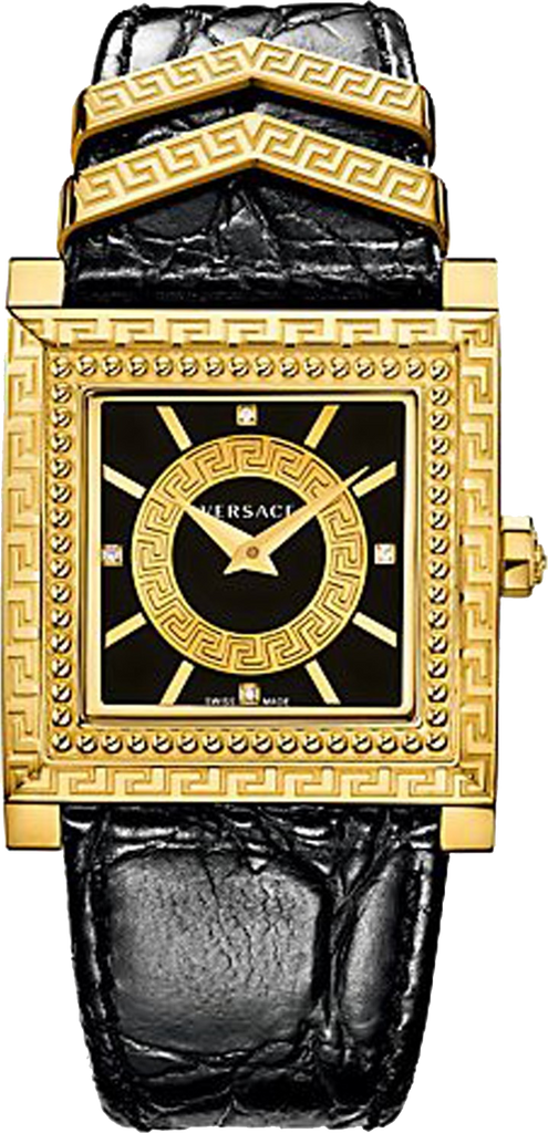 Versace VD-25 Diamonds Black Dial Black Leather Strap Watch for Women - VQF020015 Buy Now By Versace