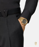 Versace Greca Chronograph Black Dial Gold Steel Strap Watch For Men - VEZ900421 Buy Now By Versace