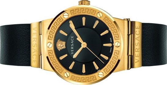 Versace Greca Black Dial Black Leather Strap Watch for Women - VEVH00320 Buy Now By Versace