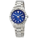 Versace Hellenyium GMT Blue Dial Silver Steel Strap Watch for Men - V11010015 Buy Now By Versace