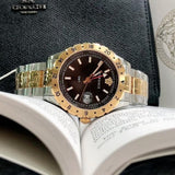 Versace Hellenyium GMT Black Dial Two Tone Steel Strap Watch for Men - V11040015 Buy Now By Versace