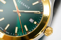 Versace Hellenium Green Dial Two Tone Steel Strap Watch for Men - VEVK00620 Buy Now By Versace