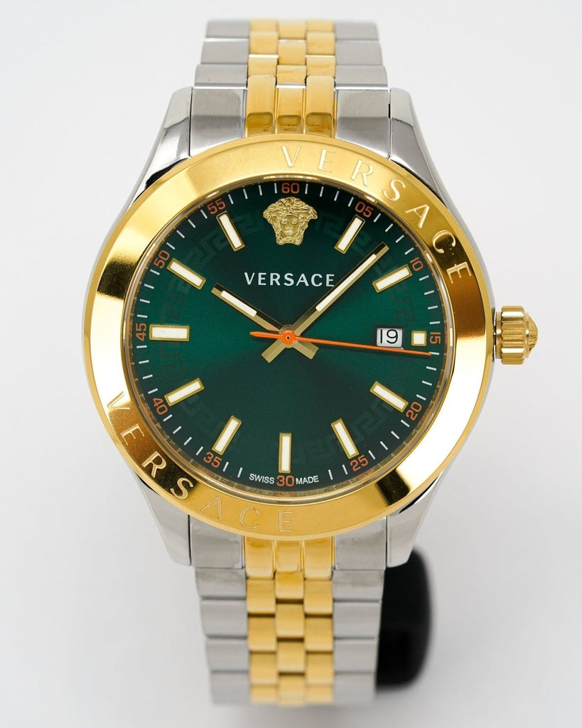 Versace Hellenium Green Dial Two Tone Steel Strap Watch for Men - VEVK00620 Buy Now By Versace