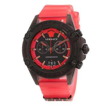 Versace Icon Active Chronograph Quartz Black Dial Pink Rubber Strap Watch For Men - VEZ700221 Buy Now By Versace