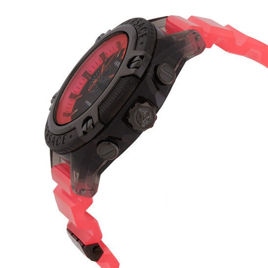 Versace Icon Active Chronograph Quartz Black Dial Pink Rubber Strap Watch For Men - VEZ700221 Buy Now By Versace