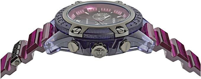 Versace Icon Active Chronograph Black Dial Purple Rubber Strap Watch For Men - VEZ701423 Buy Now By Versace