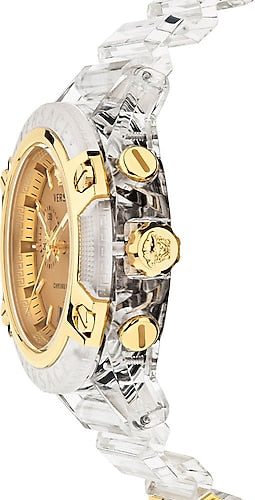Versace Icon Active Chronograph Gold Dial White Silicone Strap Watch for Men - VEZ700121 Buy Now By Versace