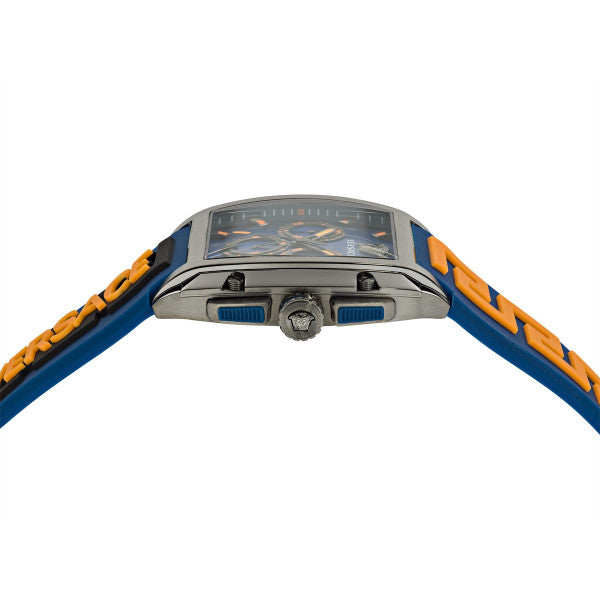 Versace Iconic Dominus Chronograph Blue Dial Blue Rubber Strap Watch For Men - VE6H00323 Buy Now By Versace