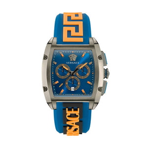 Versace Iconic Dominus Chronograph Blue Dial Blue Rubber Strap Watch For Men - VE6H00323 Buy Now By Versace