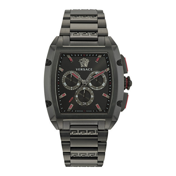 Versace Dominus Chronograph Quartz Black Dial Black Steel Strap Watch For Men - VE6H00623 Buy Now By Versace