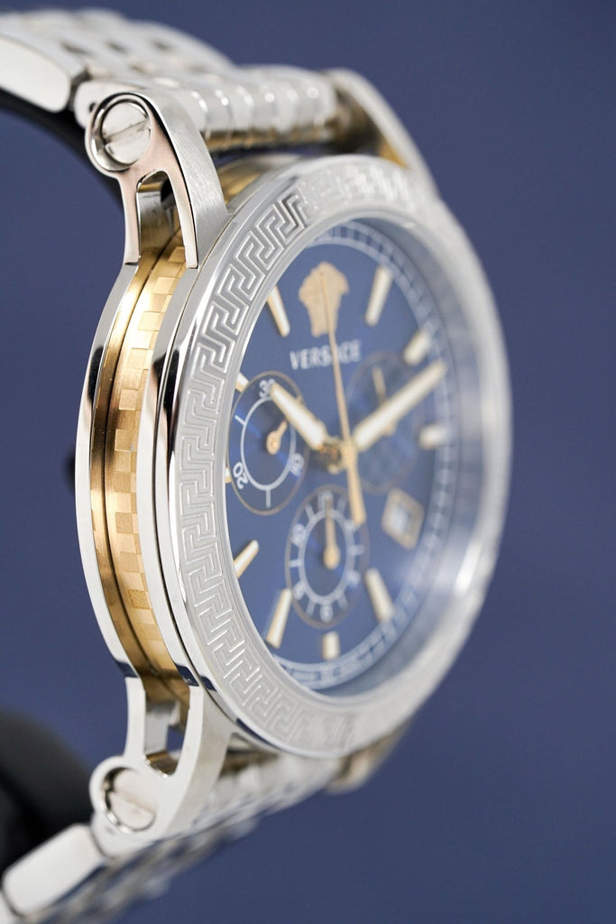 Versace Sport Tech Chronograph Blue Dial Silver Steel Strap Watch for Men - VELT00219 Buy Now By Versace