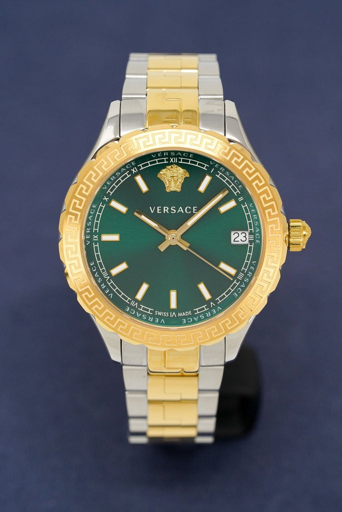Versace Hellenyium Green Dial Two Tone Steel Strap Watch for Women - V12050015 Buy Now By Versace